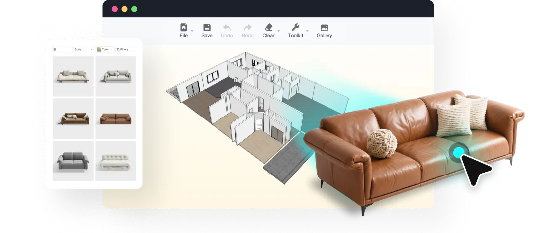 Furnish and decorate with our 3D house design tool