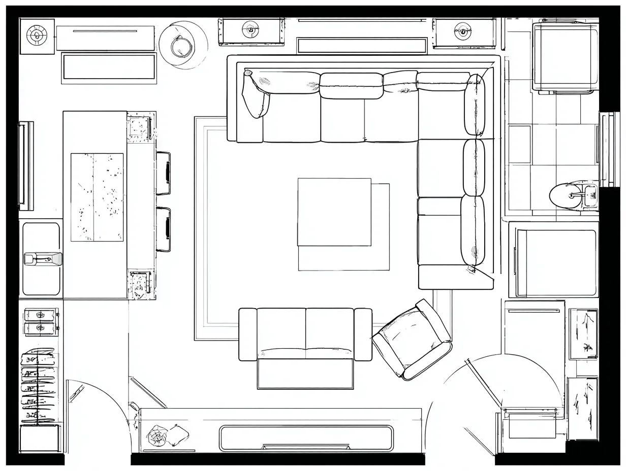 Built-in media wall layout