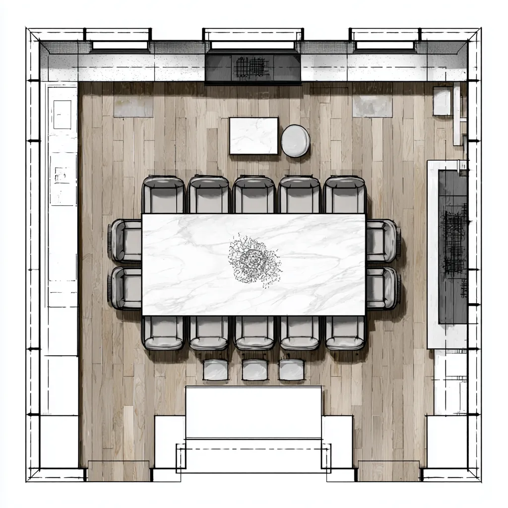 luxury-dining-room-layout-with-buffet-wall-and-8-seat-table