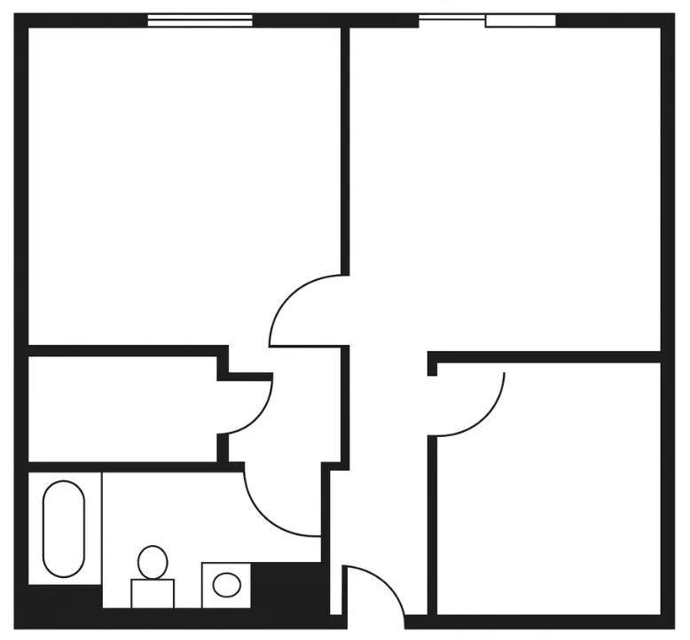 2d-1-bedroom-apartment-floor-plan-open-living-kitchenette-walk-in-closet-compact-bathroom