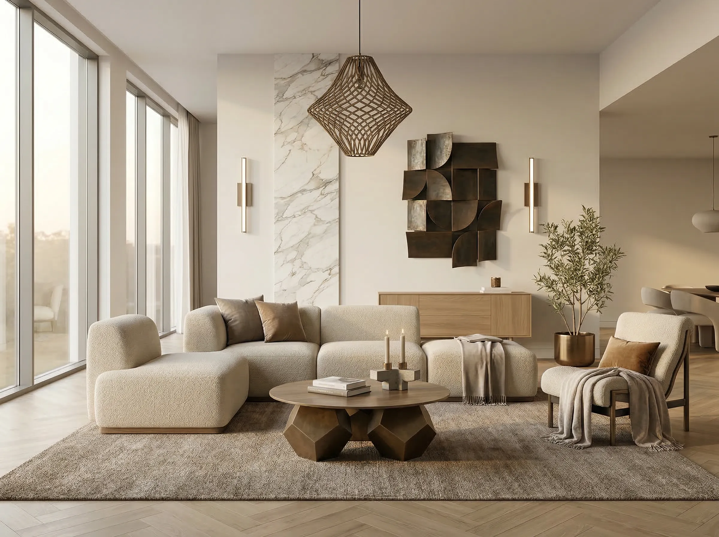 After — styled living room