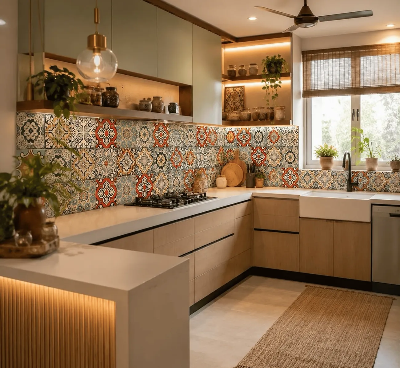 Vastu-compliant kitchen layout designed in Coohom 3D