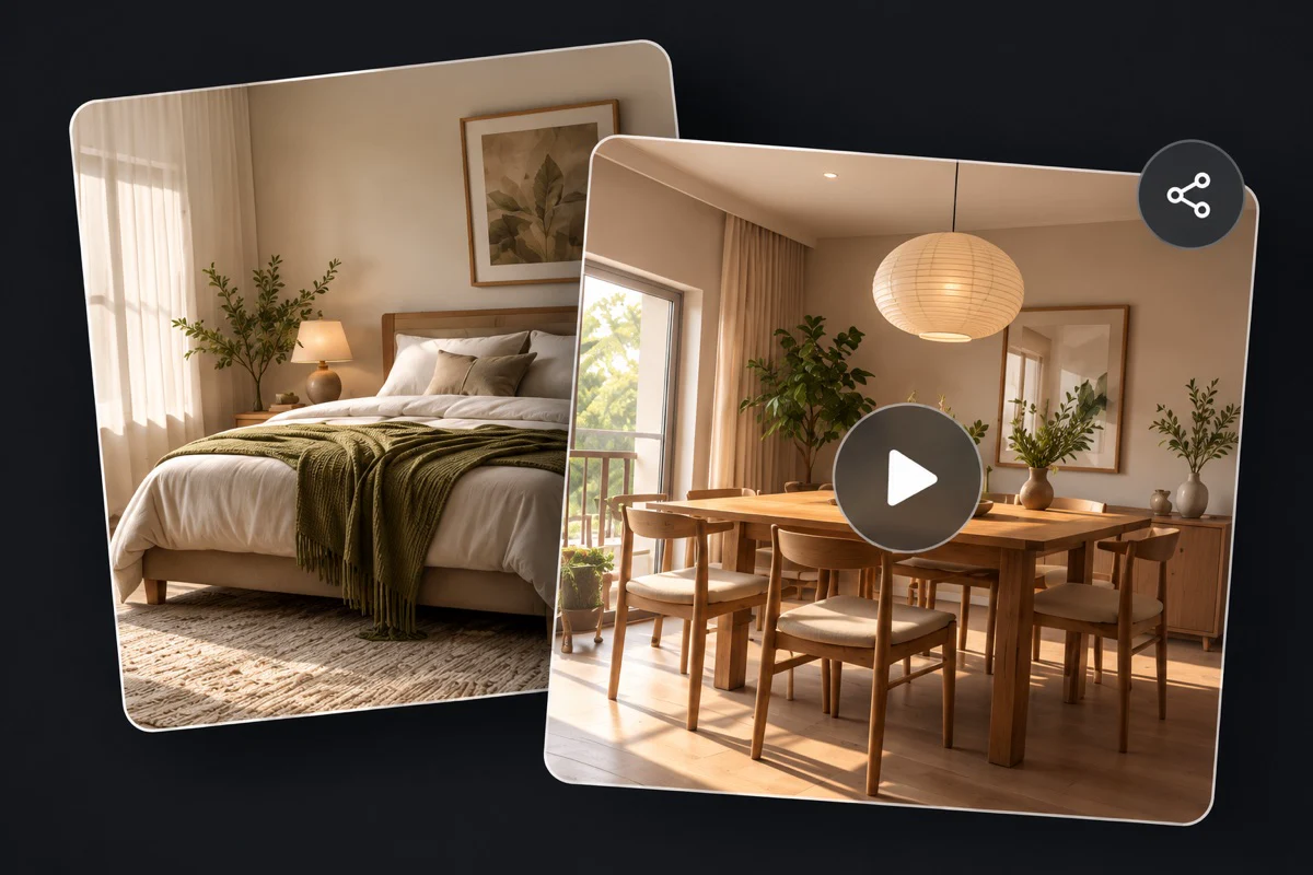 Bedroom and dining room photos ready to share